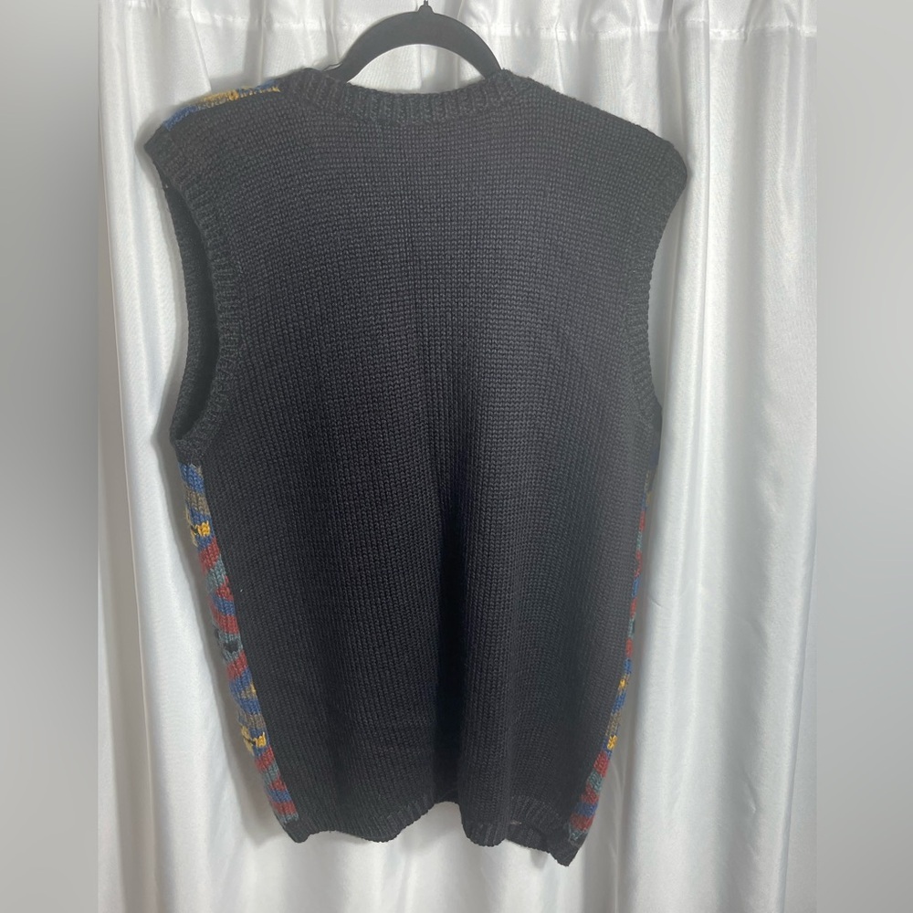 Carole Little Knitwear Vintage Size L Multicolor Patterned Men's Sweater Vest - Picture 2 of 7